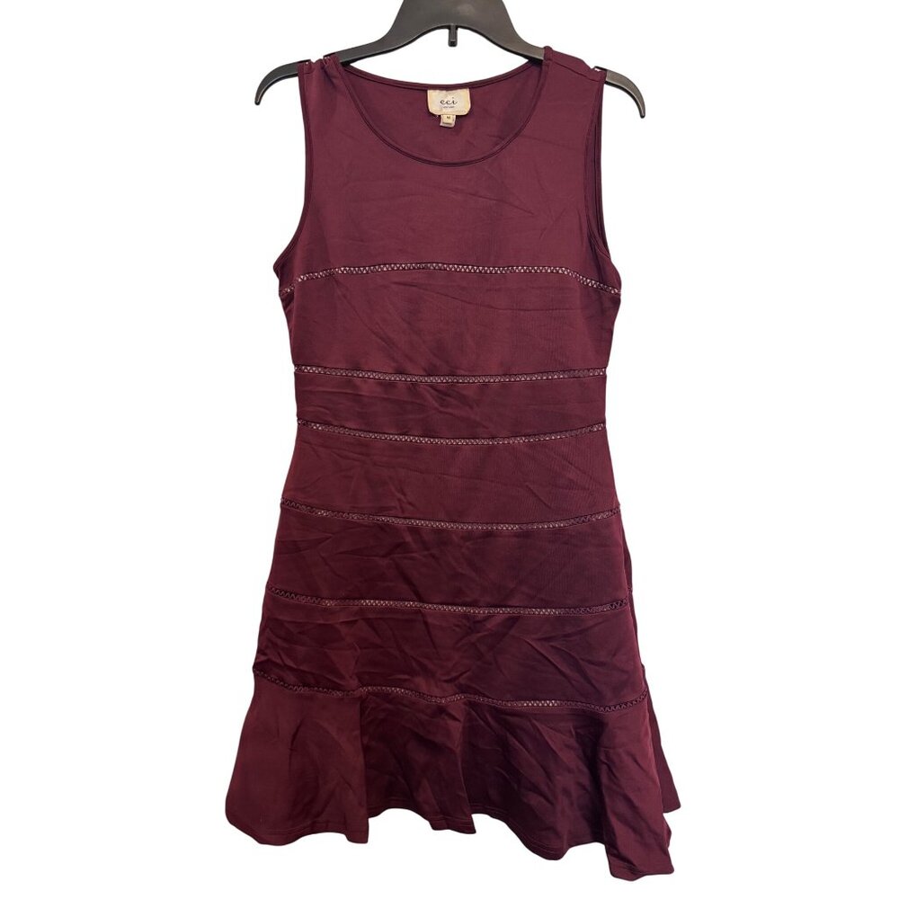 Vintage Eci Sleeveless Burgundy Dress Medium Polyester Spandex Made In China Fla
